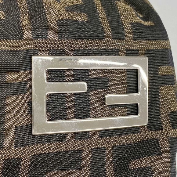 Fendi Handbag Zucca Nylon Canvas Brown Silver Hardware Pre-owned Women's - Picture 7 of 10